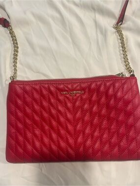 Karl Lagerfeld Red Quilted Crossbody with Gold Chain